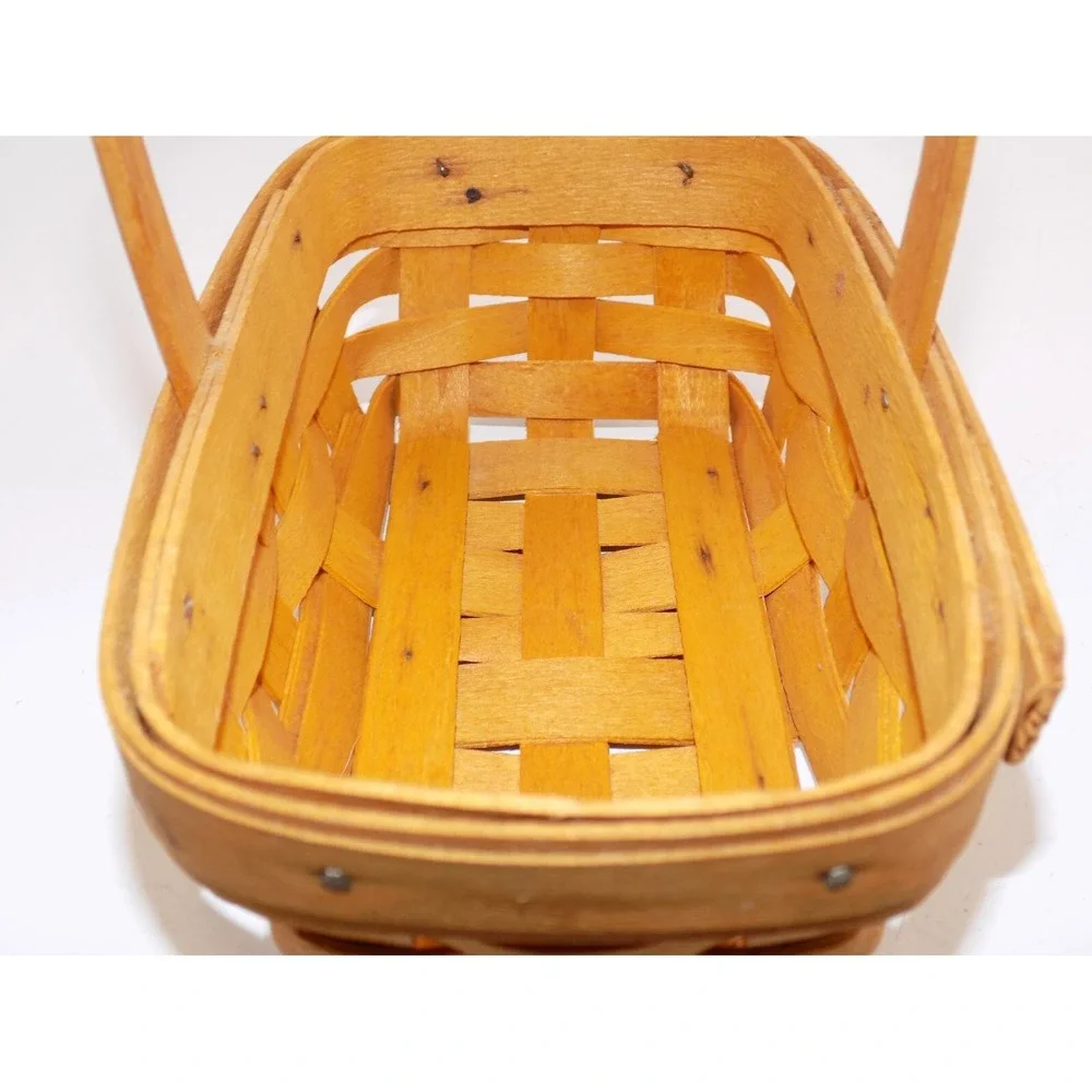 Parsley Booking Basket Woven Small Rectangle w/ Handle 1999 Longaberger Vintage